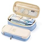 EASTHILL Big Capacity Pencil Pen Case Office College School Large Storage High Capacity Bag Pouch Holder Box Organizer Light Blue (Cotton Blue)