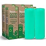 Good Karma Compostable & Eco Friendly Garbage Bags for Dustbin | Small Size Trash Bags 90 Count (15 Bags x 6 Rolls) | 17 x 19 Inches Strong Disposable Waste Bag | Suitable for Wet & Dry Waste – Green
