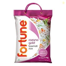 Fortune Rozana Gold Basmati Rice 5Kg | Cooked grain upto 15 mm | Fluff
