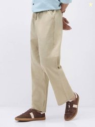 Urbano Fashion Men Loose Fit Beige Linen Blend Trousers