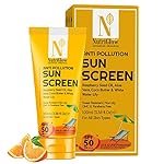 NutriGlow Advanced Organics Anti Pollution Sunscreen SPF50 PA+++ For Non Greasy Daily Moisturizer With Broad Specrtrum For Dry, Damage and Tan Free Skin, All Skin Types, (100 ml)
