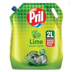 Pril Lime Liquid Dishwash Gel - 2 Litre Pouch | Dish Cleaning Liquid G