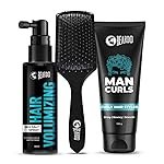 Beardo Classic Curls Combo (Set of 3) | Man Curls Curl Cream, Hair Volumizing Sea Salt Spray, Detangling Hair Brush | Flaxseed Gel for Hair, Leave in Cream, Hair Spray