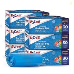 Ezee Blue Garbage Bags Medium 180 Pcs | 30 Pcs x Pack of 6 Rolls | 19