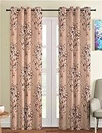 Fashion String 1 Piece Floral Blossoms Eyelet Polyester Door Curtain – 7 Feet, Brown