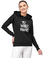 Style Quotient Women Black Printed Hooded Sweatshirt