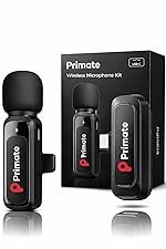 Primate Wireless Lavalier Microphone for YouTube & Vlogging, 20M Stable Connection,Plug & Play Omnidirectional Clip-On Mic with Type-C for Android, iPhone 15/16 & Camera
