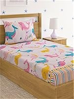 Home Sizzler 144 Tc Microfibre Kid’s Dolphin Single Bedsheet with 1 Pillow Cover (Pink)