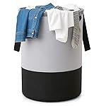 GLUNÂ® Round Laundry Bag, Gray & Black Foldable Waterproof 45 Liter Capacity, Non-Woven Toys & Cloth Storage Bag Pack Of 1