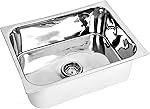 Premium Heavy-Duty Stainless Steel Kitchen Sink (18 x 16 x 8 Inch) | Extra Thick 0.8mm Gauge | Deep Single Bowl Basin for Kitchen & Utility | Glossy Silver Mirror Finish