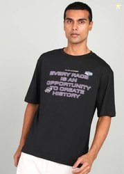 KILLER Men Printed Round Neck Pure Cotton Black T-Shirt