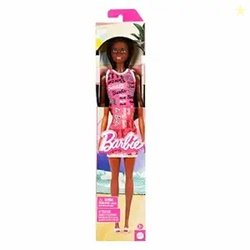 Barbie Fashion Doll with Straight Black Hair Wearing Removable Pink Ta