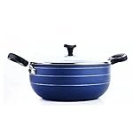 Crystal Indo Series Non Stick Induction Base Deep Kadai 250Mm with Glass Lid