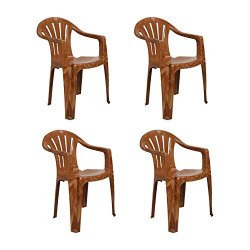 Cello Capri Arm Chair (Sandalwood Brown, Set of 4) | Strong and Durabl