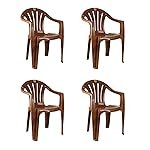 Cello Capri Arm Chair (Sandalwood Brown, Set of 4) | Strong and Durable | Easy to Clean | Chair for Living Room, Bed Room, Kitchen, Office Room, Outdoor | 3 Years Warranty
