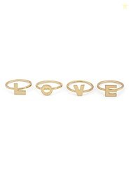 ZAVERI PEARLS Set of 4 Gold Tone LOVE Contemporary Rings For Women-ZPF