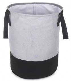 GLUN Round Laundry Bag, Gray & Black Foldable Waterproof 45 Liter Capa