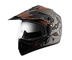 Vega Off Road Secret ISI Certified Matt Finish Full Face Dual Visor with Peak Helmet for Men and Women Outer Clear Visor and Inner Smoke Sun Visor(Dull Anthracite Black, Size:M)