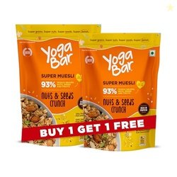 Yogabar Muesli Nuts + Seeds Crunch 700g (Buy 1 Get 1 FREE) with Flax a