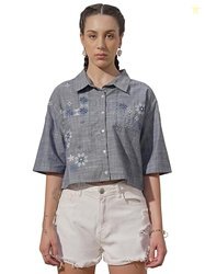 Vishudh Women Shirt Collar Regular Fit Shirt VVSH000022 Blue S