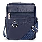 ADISA Faux Leather Unisex Sling Cross Body Travel Office Messenger Bag (MS9011-BLUE)