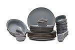 Hitkari Porcelain Matt Grey Sky Dinner Set â 33 Pcs Modern Matte Finish Dinnerware | Elegant Grey Tones | Microwave & Dishwasher Safe | Plates, Bowls & Serving Set for 6