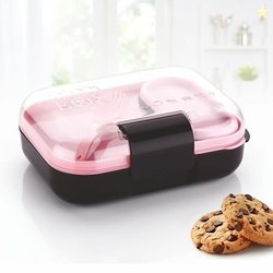 ATTRO Food Bite Kids Plastic Lunch Box  3 Compartments, 1 Small Contai