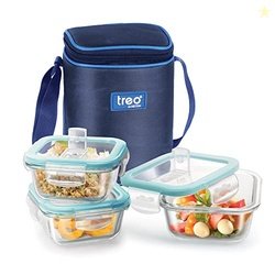 Treo by Milton All Fresh Square Glass Tiffin Containers With Insulated