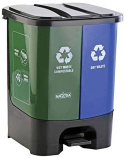 Nayasa 2-in-1 Pedal Dustbin  33 L (16.5 L Each) | Dual Compartment Wet