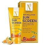 NutriGlow Advanced Organics Anti-Pollution Sunscreen SPF 50 PA+++ | No White Cast | Raspberry Seed Oil + White Water Lily | Broad Spectrum UVA/UVB & Blue Light Protection | Non-Greasy, for Men & Women | 100ml