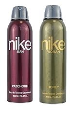 Nike Unisex Patchouli Man + Honey Woman Deodorant Spray – Pack of 2 (200ml Each) | Long-Lasting Freshness & Captivating Fragrance Duo