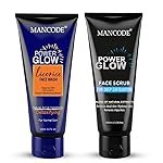 Mancode Power Glow Face Wash & Power Glow Scrub Combo for Men, Deep Cleanse & Exfoliate, Boosts Radiance & Reduces Blackheads, 100ml Each| Pack of 2