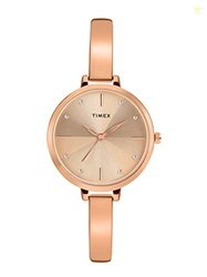 TIMEX Analog Watch for Women with Rose Gold Round Dial & Rose Gold Bra