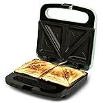 SOLARA Toaster Sandwich Maker Electric, 700 Watts Non Stick Bread Toaster 4 slices with Fixed Plates, Auto Cut Off, Easy Clean, Power Indicators, Compact Storage, Buckle Clip Handle – Aqua