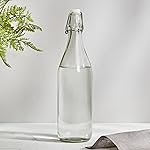 Home Centre – Glass Water Bottle with Stopper – 1L | Infinity Ardour | Transparent Bottle | Kitchen Container | Beverage Holder – Transparent