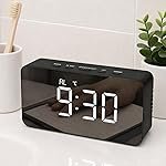 Smart LED Digital Alarm Clock with Loud Alarm, Temperature & Date Display | USB Powered Table Alarm Clock for Bedroom & Office, USB Cable for Continuous Display-Black