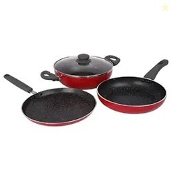 Prestige Omega Granite Non-Stick 3 Pc Cookware Set with Glass Lid | 5-