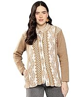 Aarika Womens Winter Wear Maroon Colour Geometric Woolen Cardigan