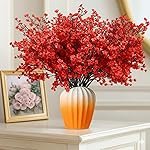 1 Bunch Artificial Baby’s Breath Gypsophila Flower Bunch â Perfect for Weddings, Home & Festival Decoration (Pack of 1, Red)