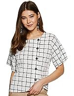Style Quotient Women’s Checkered Regular Fit Tops (SS19SQSVINY_YW_White/Black 2XL)