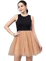 Style Quotient Women Black Beige Colourblocked Net Dress