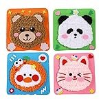4Pcs Creative Sewing Kit for Kids, Hand Embroidery Kit for Beginners with Cute Animal Designs, Stitching Kit for Children, Fun DIY Craft Activity for Skill Development