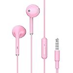 Ambrane Wired Headphones in Ear Earphones with in-Line Mic for Clear Calling, 14Mm Dynamic Drivers for Boostedbass, 3.5Mm Jack, Multi-Functional Controller (Stringz 38 Lite, Pink)