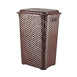 Cello Eliza Plastic Laundry Basket with Lid, Dark Brown, 50 Ltrs | Lightweight and Portable | Storage Organizer | Convenient Handling | Useful For Storing Clothes, Toys, Books