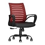 CELLBELL Desire C104 Mesh Mid Back Ergonomic Office Chair/Study/Revolving/Computer for Work from Home Metal Base Seat Height Adjustable Chair (Red)