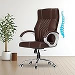FUGO FG21 Orthopedic Boss Chair with 3-Years Warranty, Executive Office Chair Ergonomic High-Back Chair-Cushioned Seat & Armrests, Metal Base, Rocking Movement (Brown)