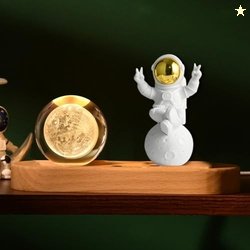 One94Store 3D Crystal Moon Lamp  Engraved LED Light with Astronaut, US