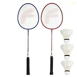 FEROC Fighter Aluminum Badminton Racquet Set of 2 with- 3 Pieces Feath
