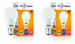 wipro Garnet 5W LED Bulb for Home & Office |Warm White (2700K) | B22 B