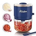 Aluan Mini Electric Chopper for Kitchen, 250ML Portable USB Rechargeable Food Processor with Sharp 6 Stainless Steel Blades, One-Touch Operation, for Garlic, Onion, Nuts, Ginger, Vegetables